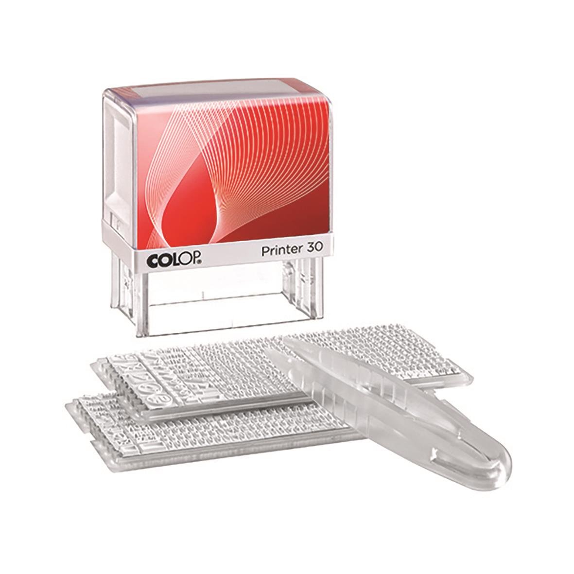 Typtryckeri Colop Printer L30 47x18mm med stämplar och stämpelhållare