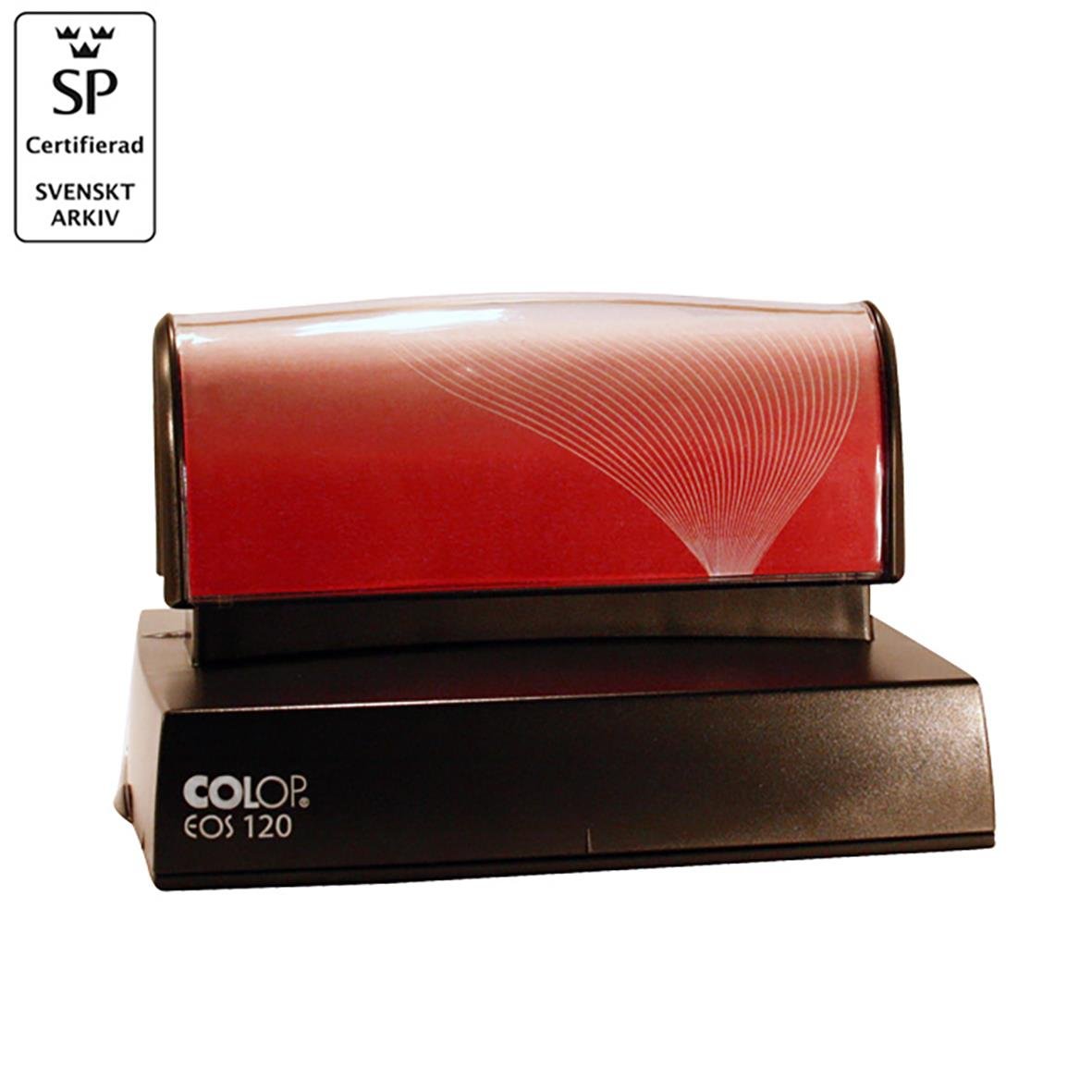 Svart stämpel Colop EOS 120 95x70mm med röd överdel