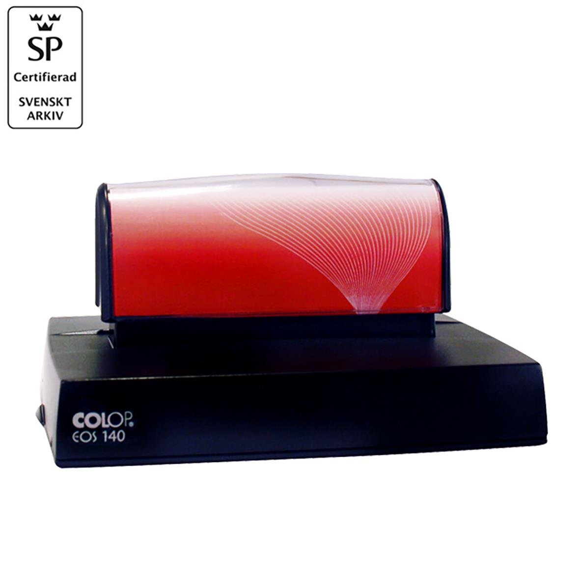 Svart stämpel Colop EOS 140 med stor tryckyta 121x89mm