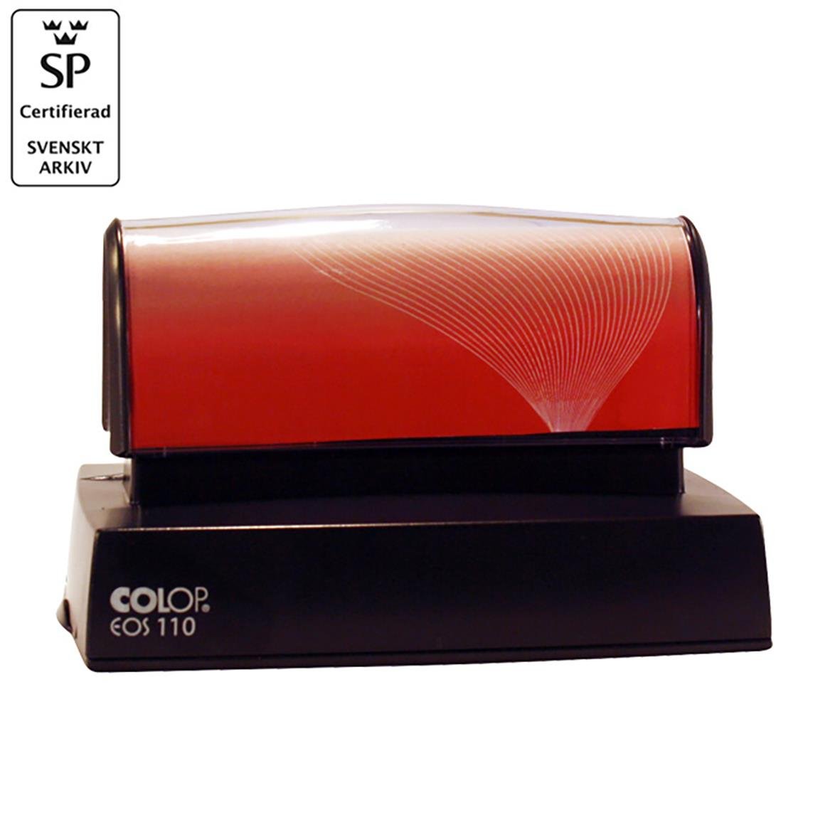 Svart stämpel Colop EOS 110 100x47 med röd tryckyta