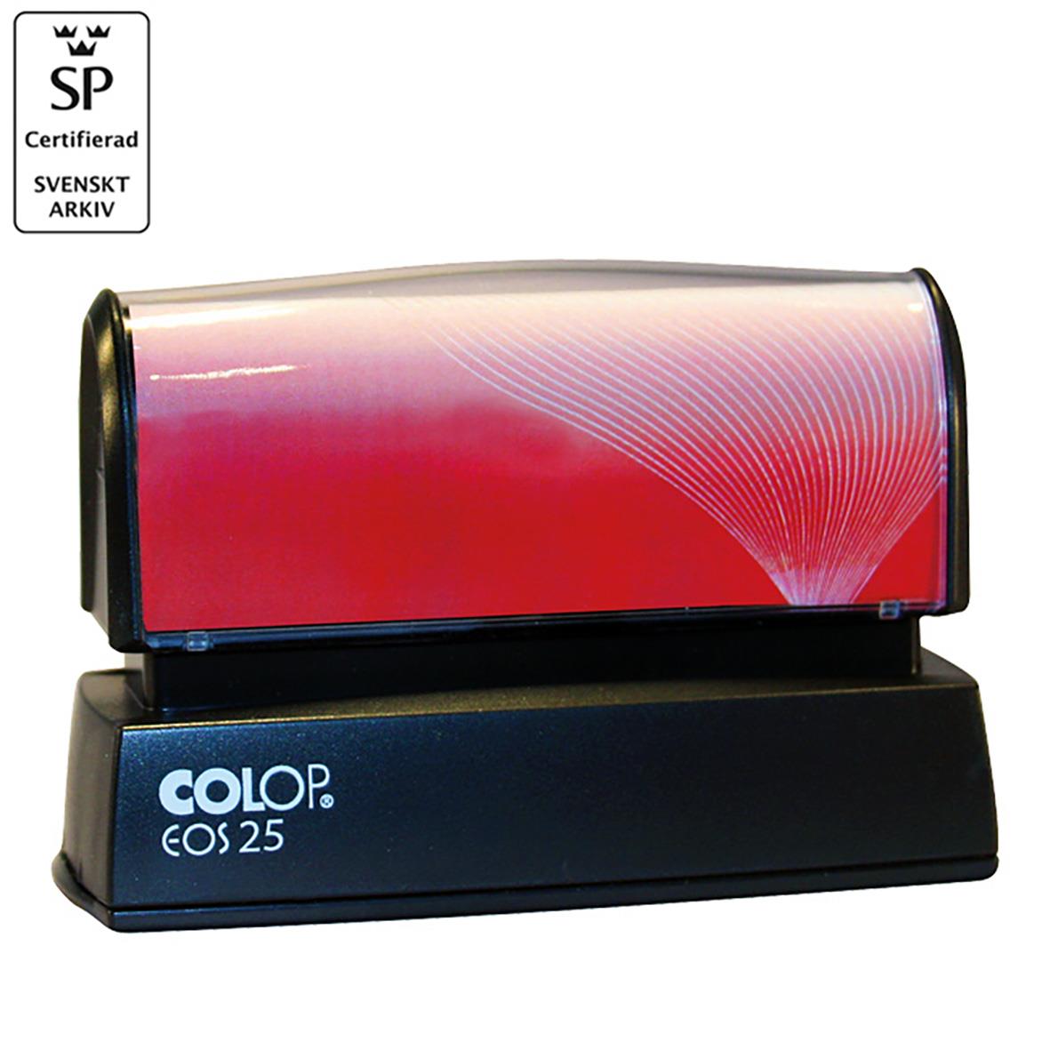 Svart stämpel Colop EOS 25 76x15 med transparent lock