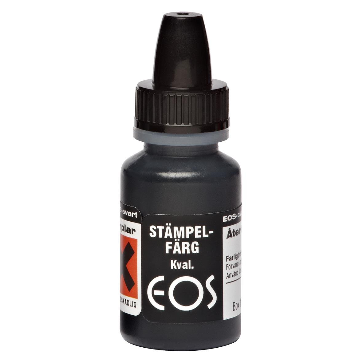 Svart stämpelfärg i liten flaska för återfärgning, 10 ml