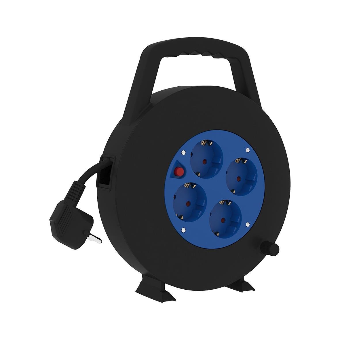 Kabelvinda med 4 vägs jordad inomhusuttag, 10 meter lång