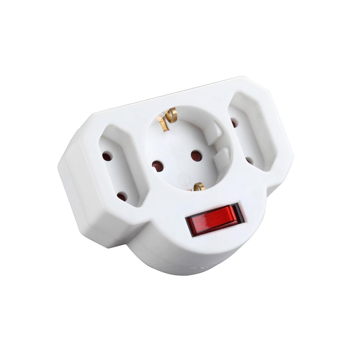 Vit grenpropp kombi 1+2 med jordning och brytare