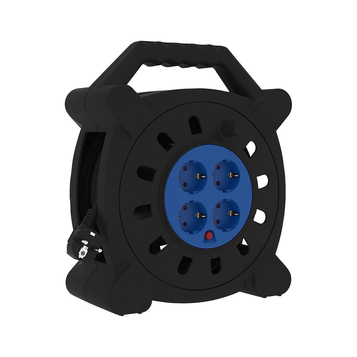 Kabelvinda med 4-vägs jordad inomhusuttag, 20 meter lång