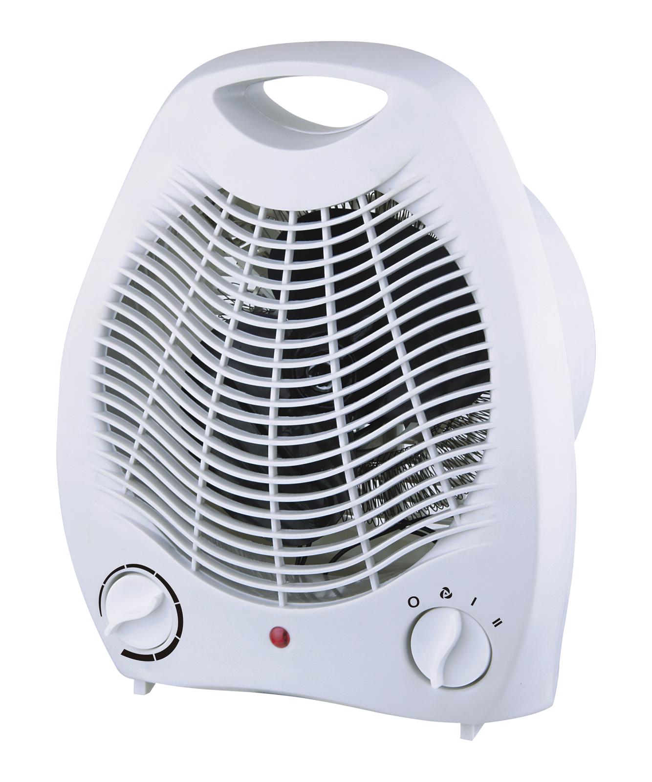 Värmefläkt Gelia 2000W vit med kontrollknappar och säkerhetsgaller
