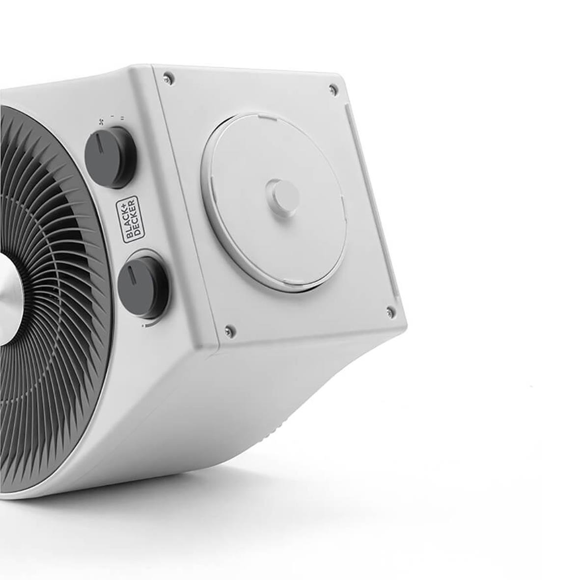 Värmefläkt Black+Decker 2IN1 vit med kontrollknappar och cirkulär värmeelement