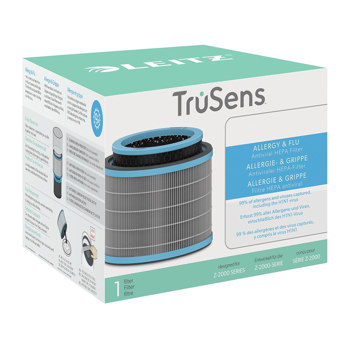 HEPA-filter för TruSens Z-2000 luftrenare för allergi och influensa, med blå och svart design