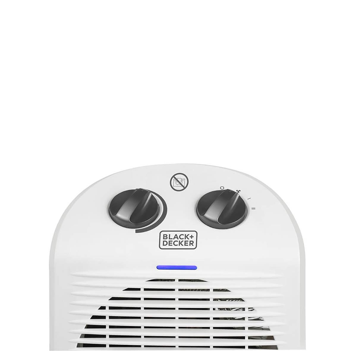Värmefläkt Black+Decker 2000W IP21 vit med kontrollknappar och blå indikator
