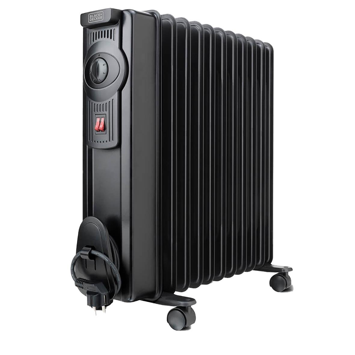 Element Black+Decker 2300W oljefyllt svart radiator med hjul