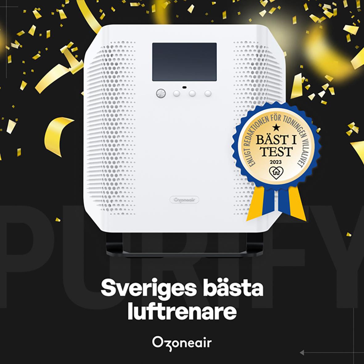 Luftrenare Ozoneair Purify 30 med digital display och utmärkelse för bästa luftkvalitet