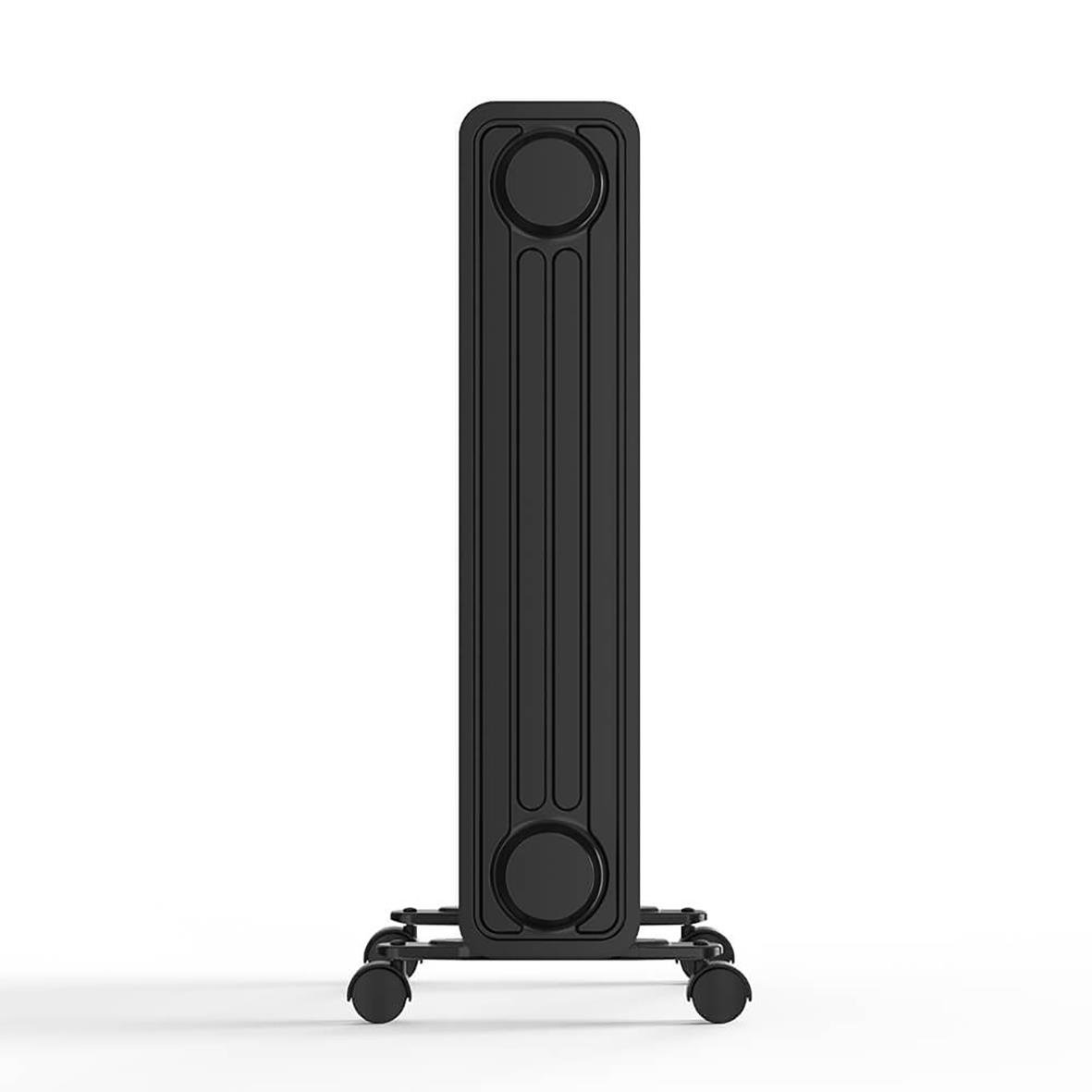 Element Black+Decker 200W oljefyllt digital radiator i svart stående på hjul