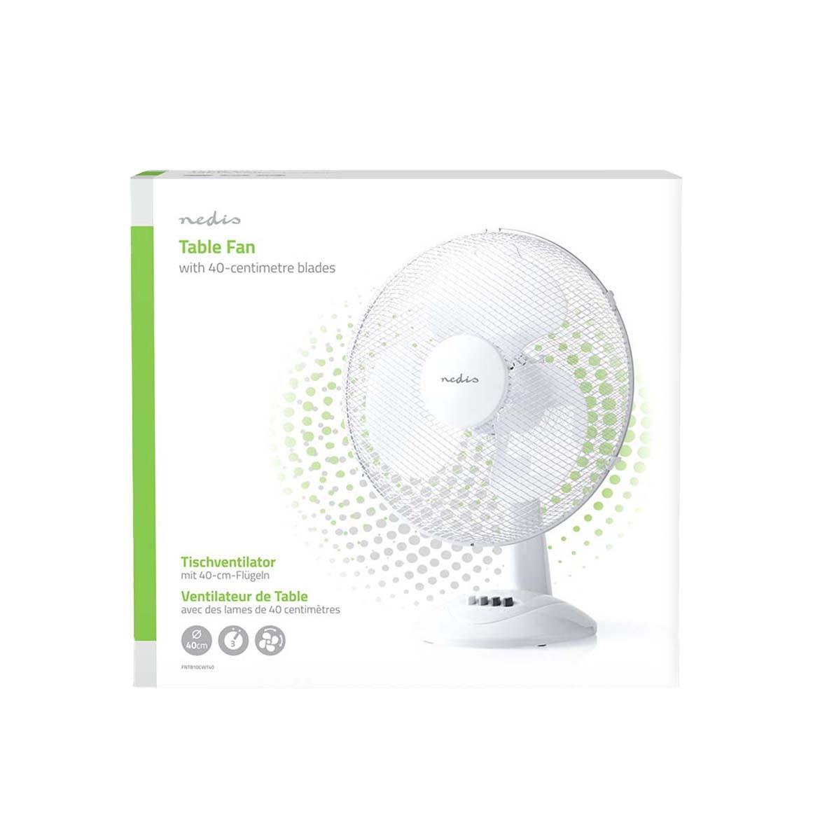 Vit bordfläkt Nedis 40cm med 45W motor och blad