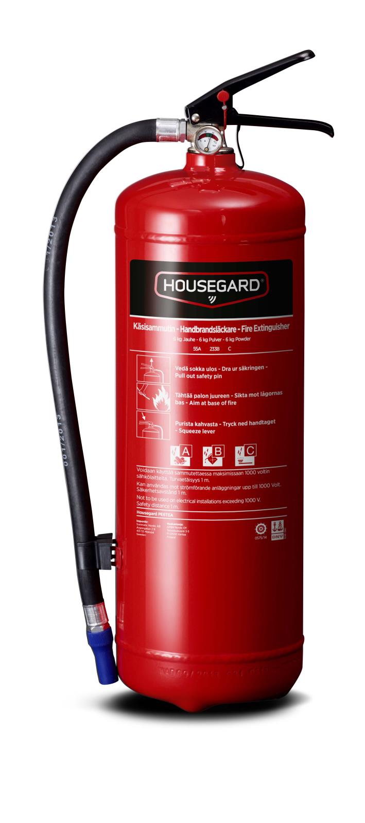 Brandsläckare Housegard Pulver 55a Röd 6kg 39300003
