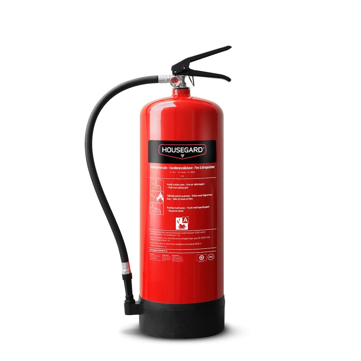 Röd brandsläckare Housegard Vattensläckare 27A 9L