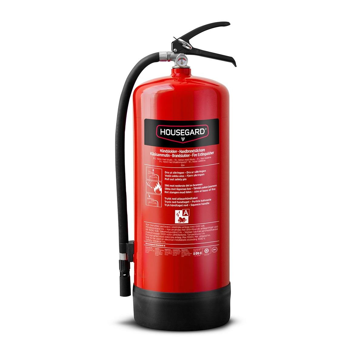Röd brandsläckare Housegard Vatten PFAS-fri 55A 9L
