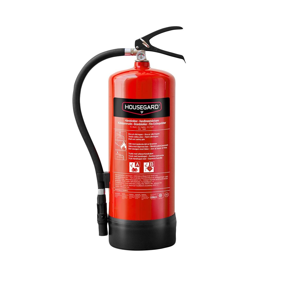 Brandsläckare Housegard Skum PFAS-fri 27A 144B Röd 6L