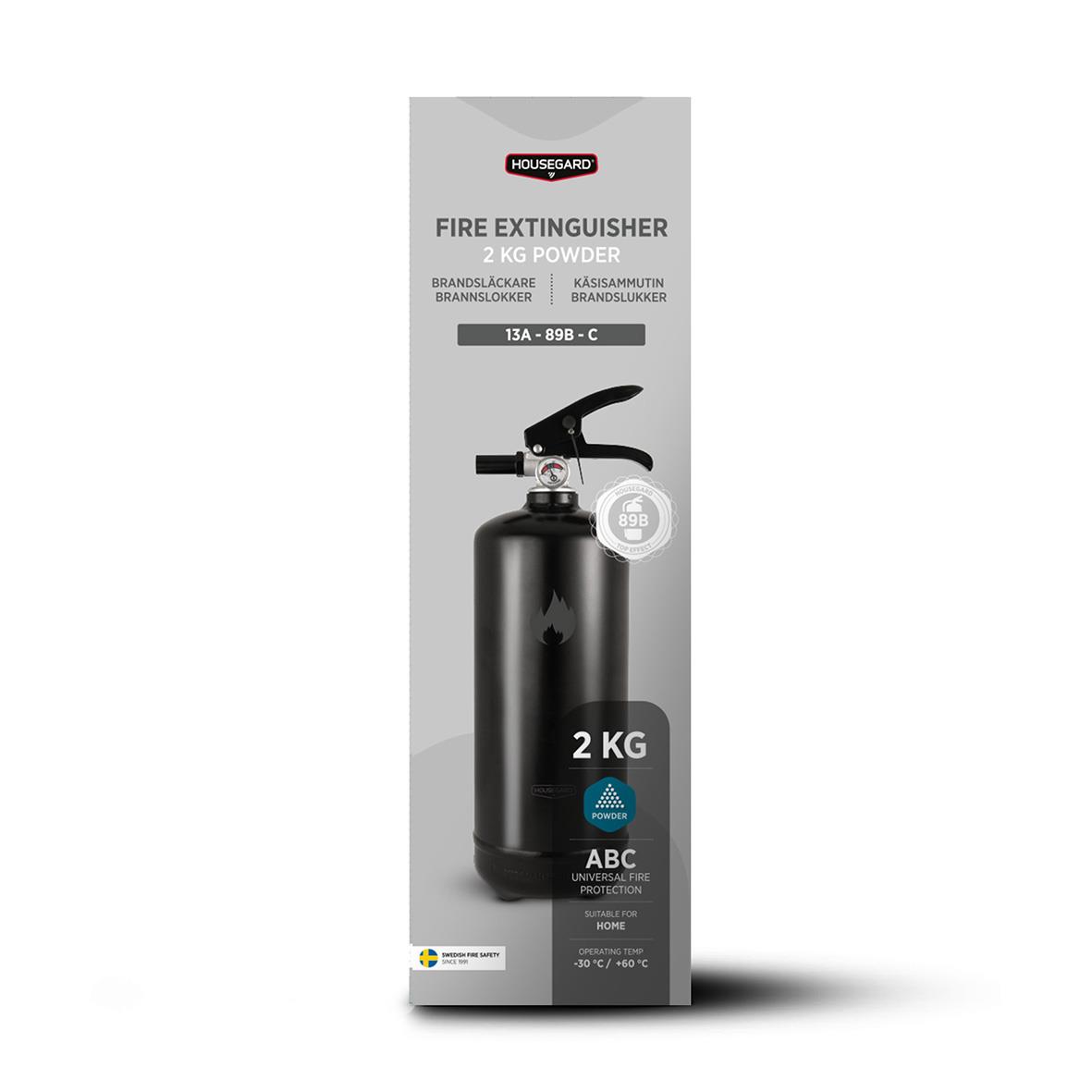 Brandsläckare Housegard pulver 2kg svart