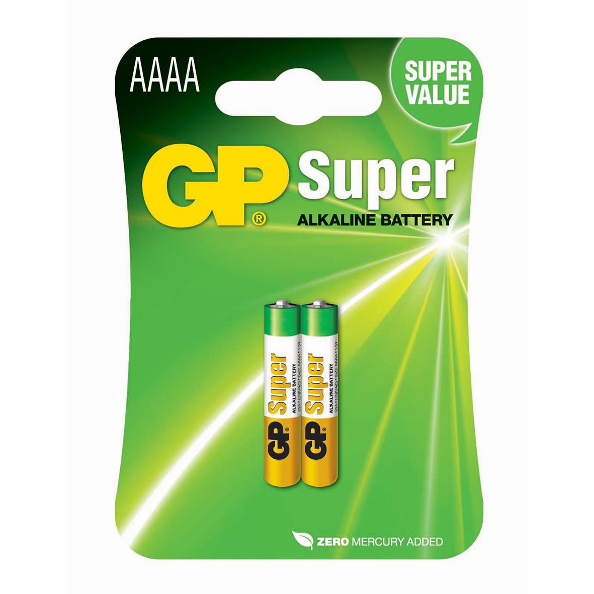 Batteri GP Super Alkaline GP25A AAAA i plastförpackning
