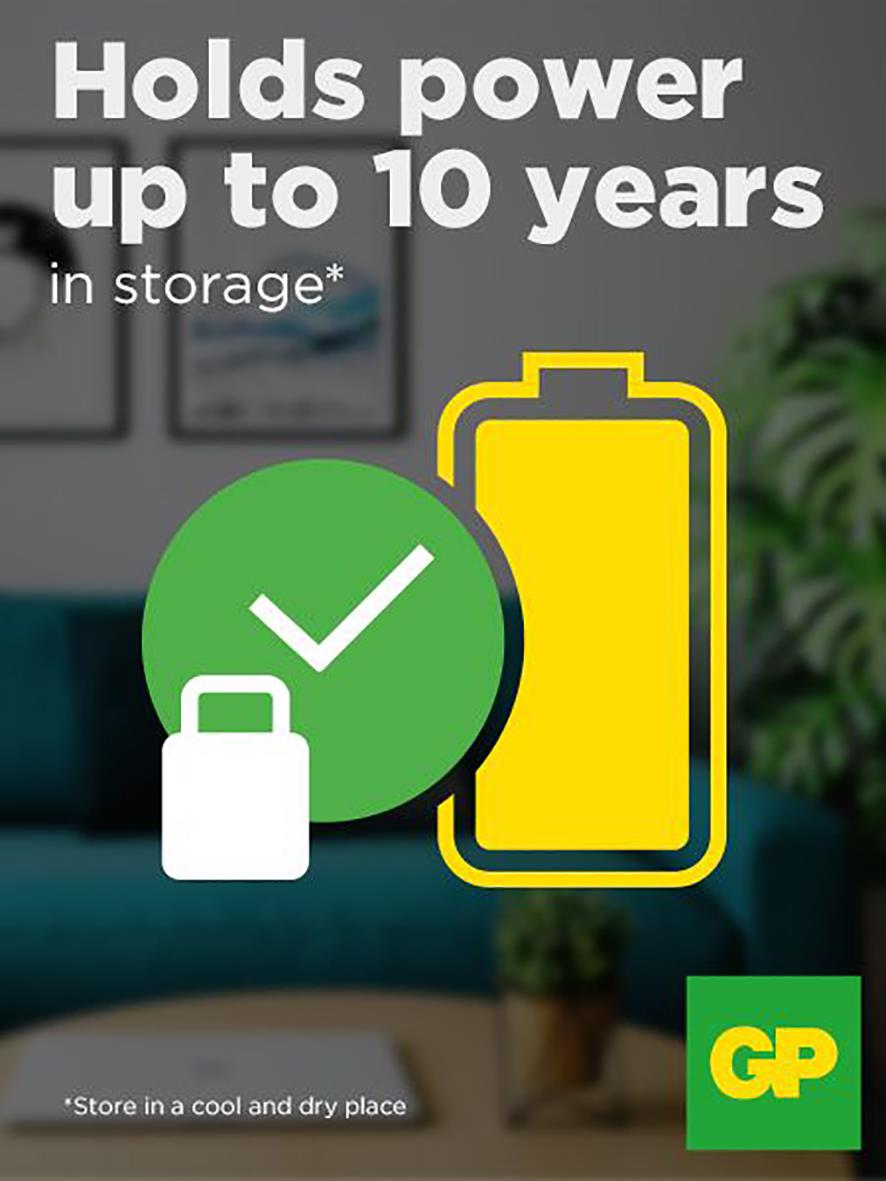 Batteri GP Super Alkaline 6LR61 9V med upp till 10 års lagringstid