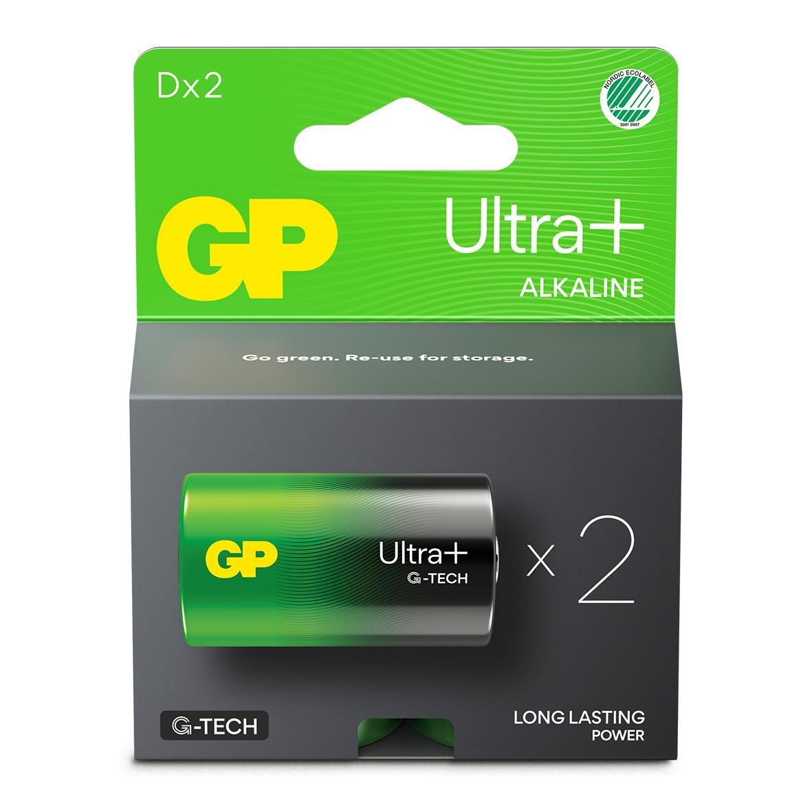 Batteri GP Ultra + G-Tech Alkaline LR20/D 39400109_1