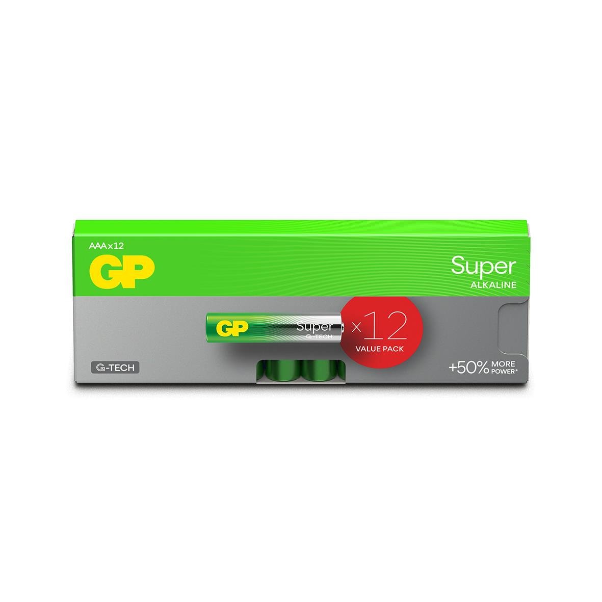 Batteri GP Super G-Tech Alkaline LR03 AAA i förpackning med 12 stycken