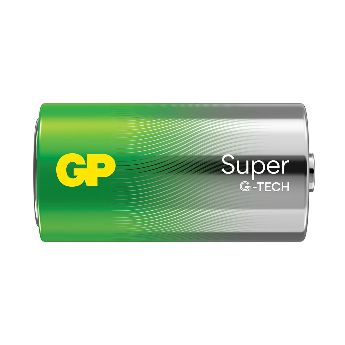 Batteri GP Super G-Tech Alkaline LR14/C i grönt och silverfärgat hölje