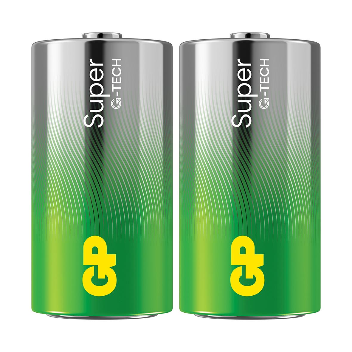 Två batterier GP Super G-Tech Alkaline LR14/C