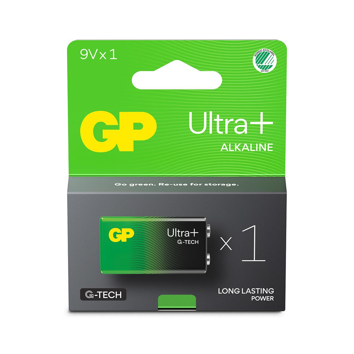 Batteri GP Ultra + G-Tech Alkaline 6LF22/9V 39400125_1