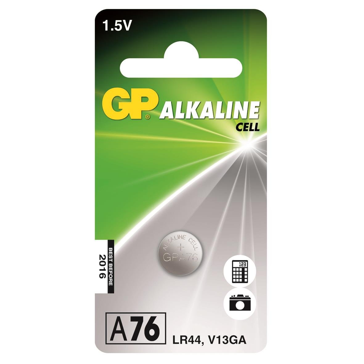 GP alkaline knappcellsbatteri LR44 1,5V i förpackning