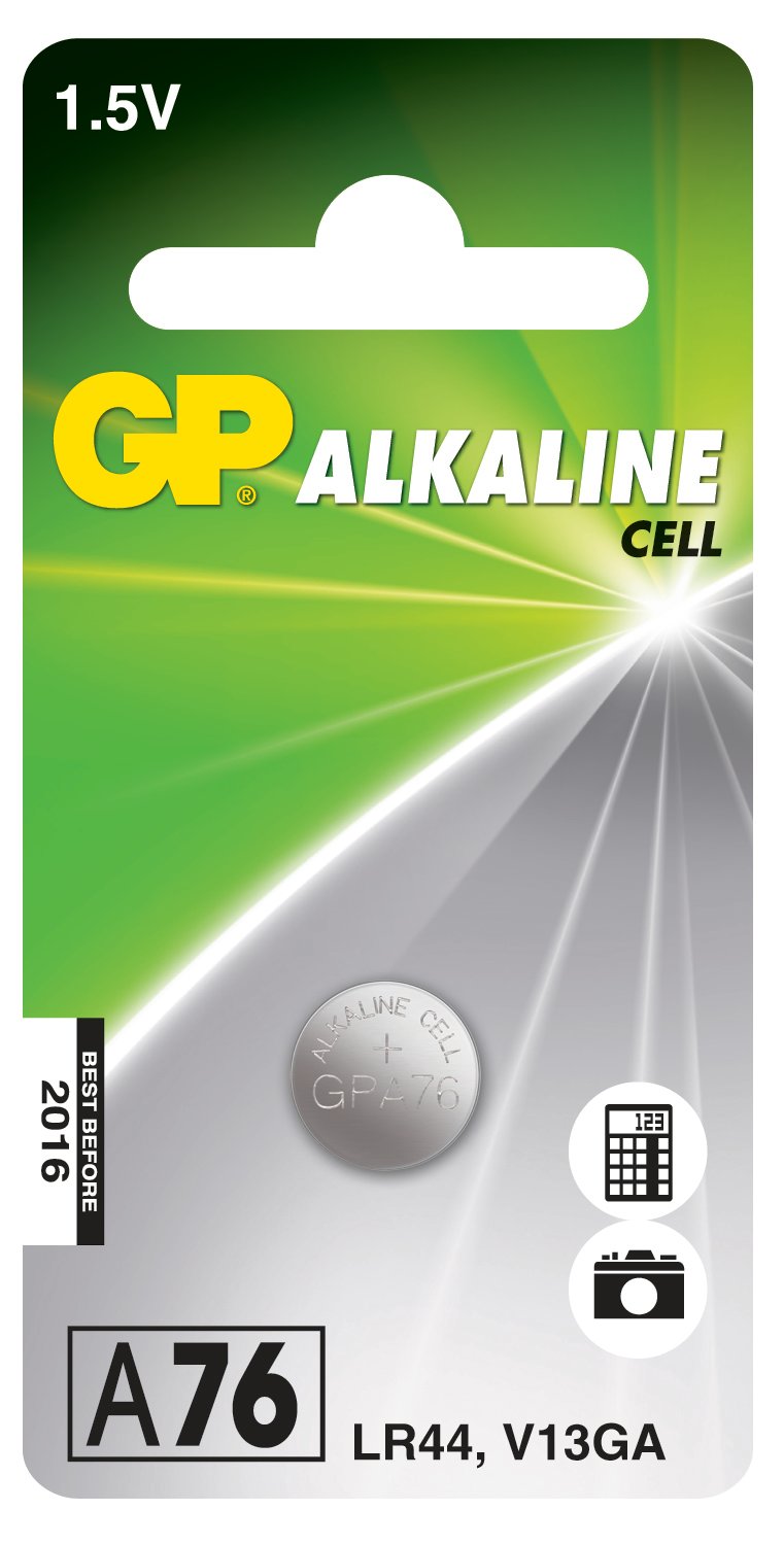 GP alkaline knappcellsbatteri LR44 1,5V i förpackning