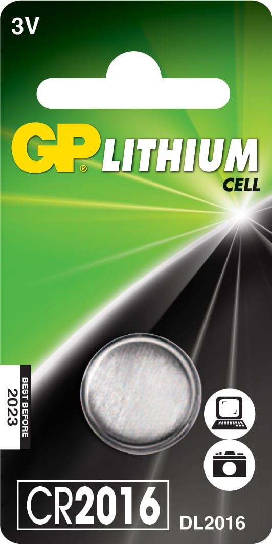 GP Lithium CR2016 3V knappcell för små elektroniska enheter