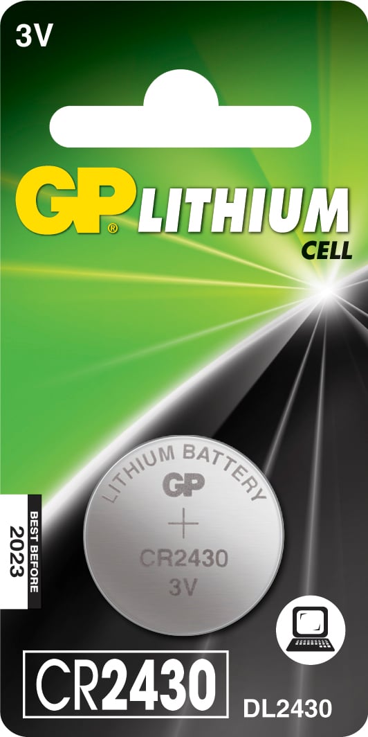 GP Lithium knapcell CR2430 3V i grönt och svart förpackning