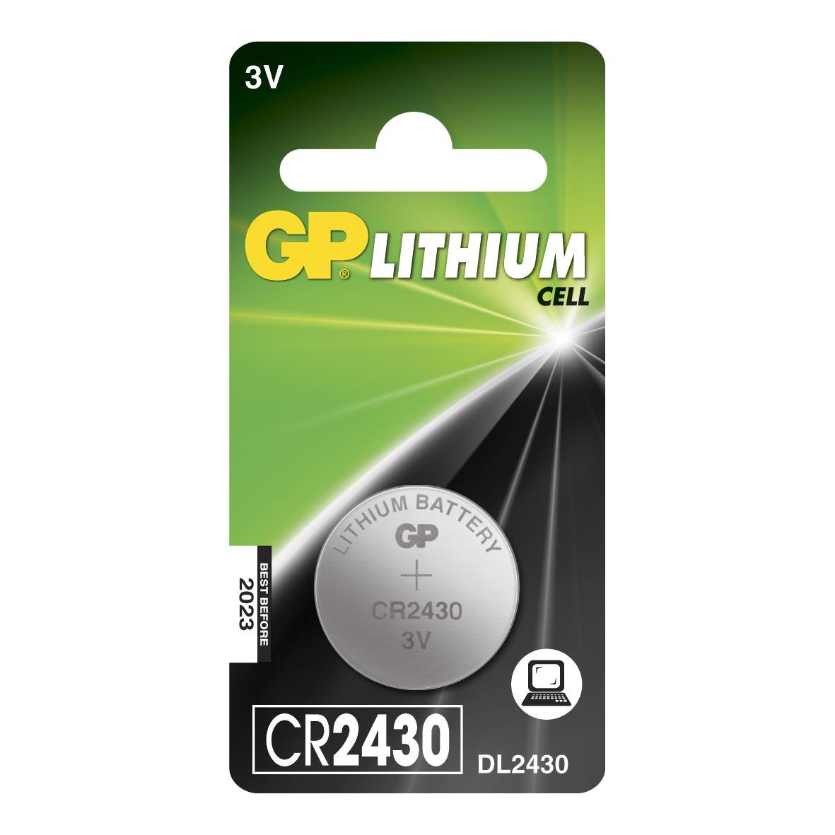 GP Lithium knapcell CR2430 3V i grönt och svart förpackning