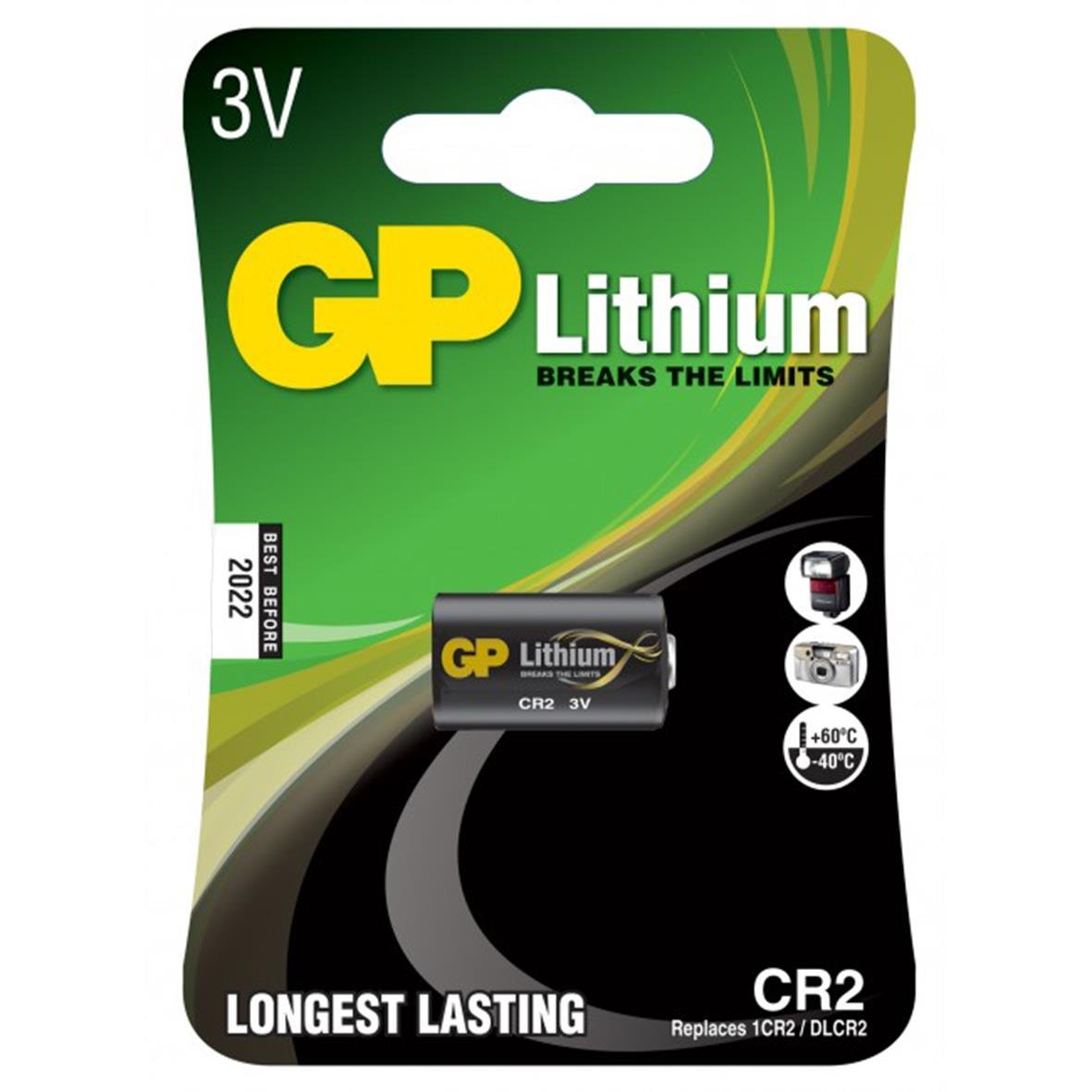 GP Lithium CR2 3V knappcellsbatteri för kameror och små enheter