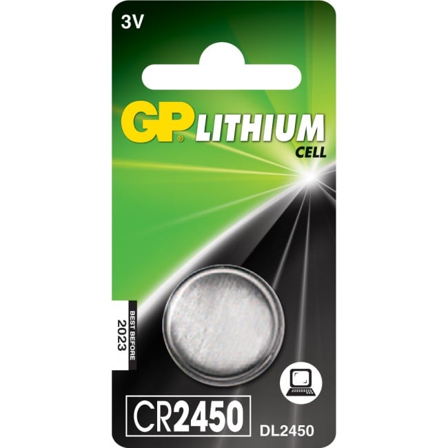 GP Lithium knappcell CR2450 3V batteri i förpackning