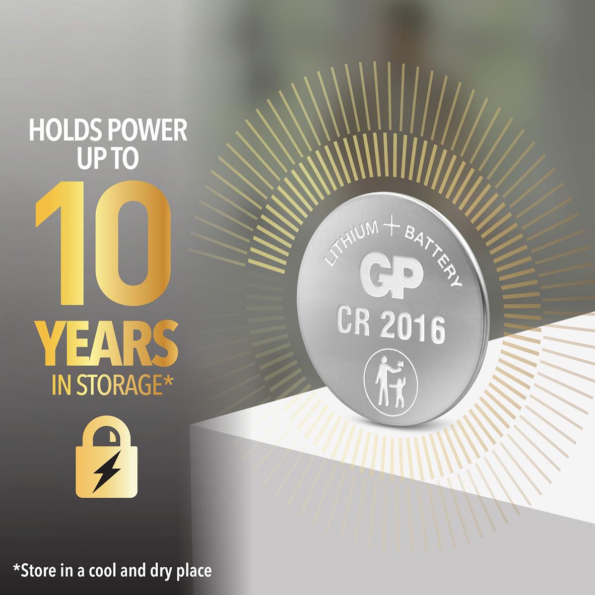 Batteri GP Knappcell CR2450 3V med upp till 10 års lagring och låsikon