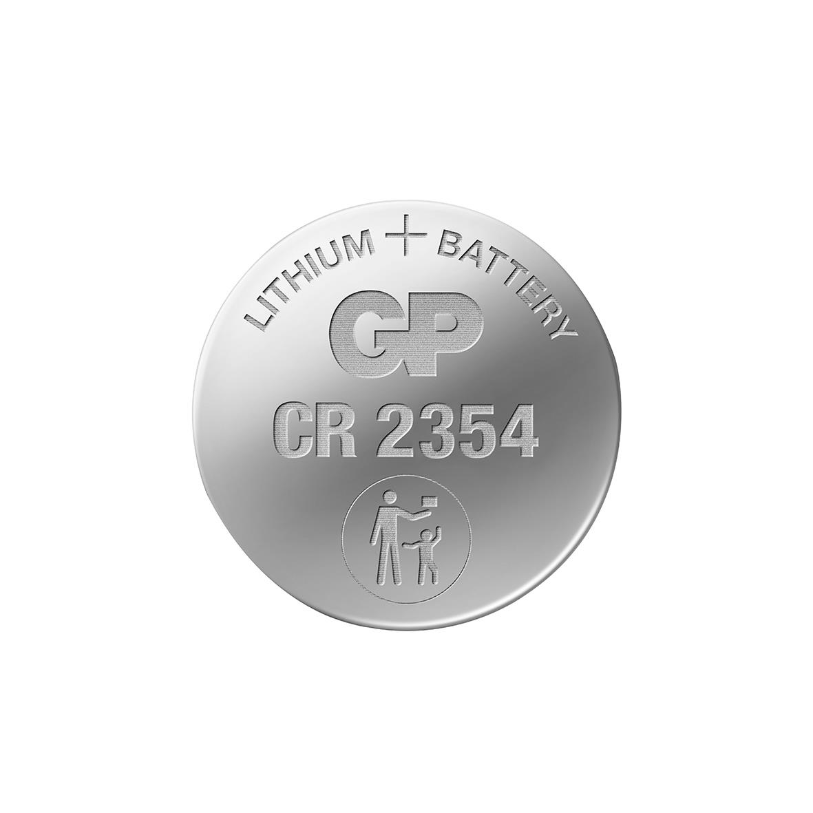 GP Lithium CR2354 knappcellsbatteri med text och symbol på ytan