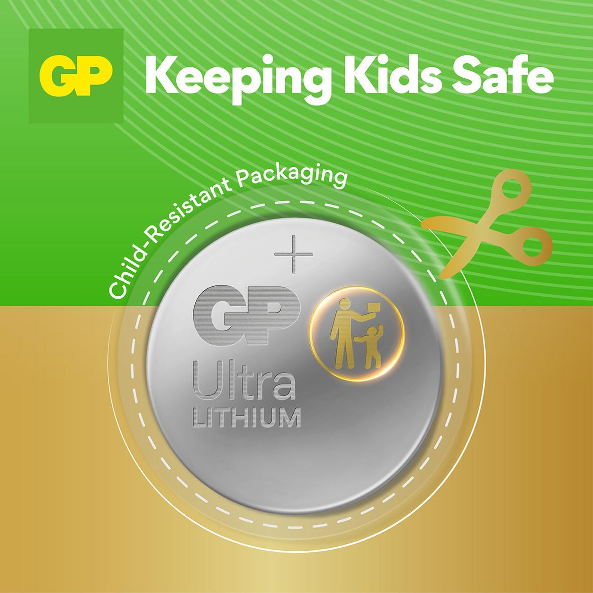 GP Ultra Lithium CR2025 3V knappcellsbatteri i barnsäker förpackning