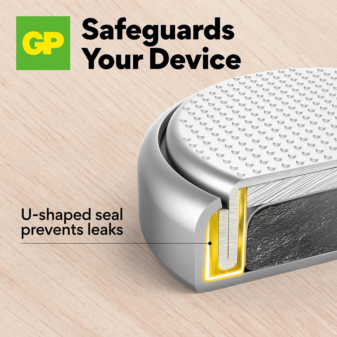 GP Ultra Lithium CR2032 3V knappcellsbatteri med U-formad tätning som förhindrar läckage