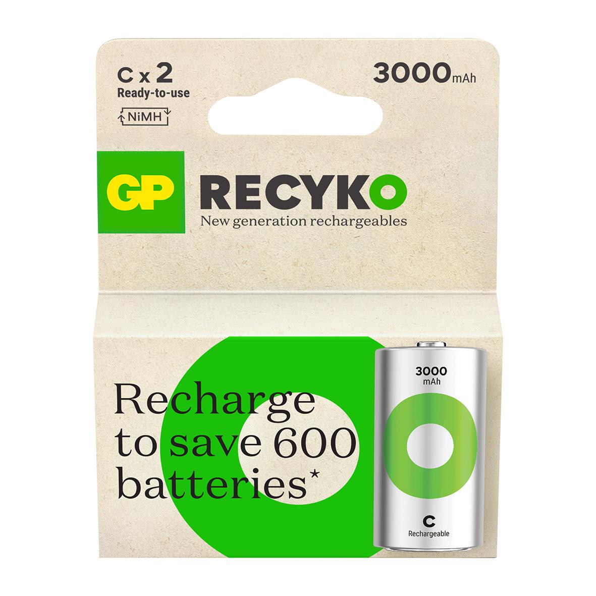 Batteri GP Recyko laddningsbart C 3000mAh
