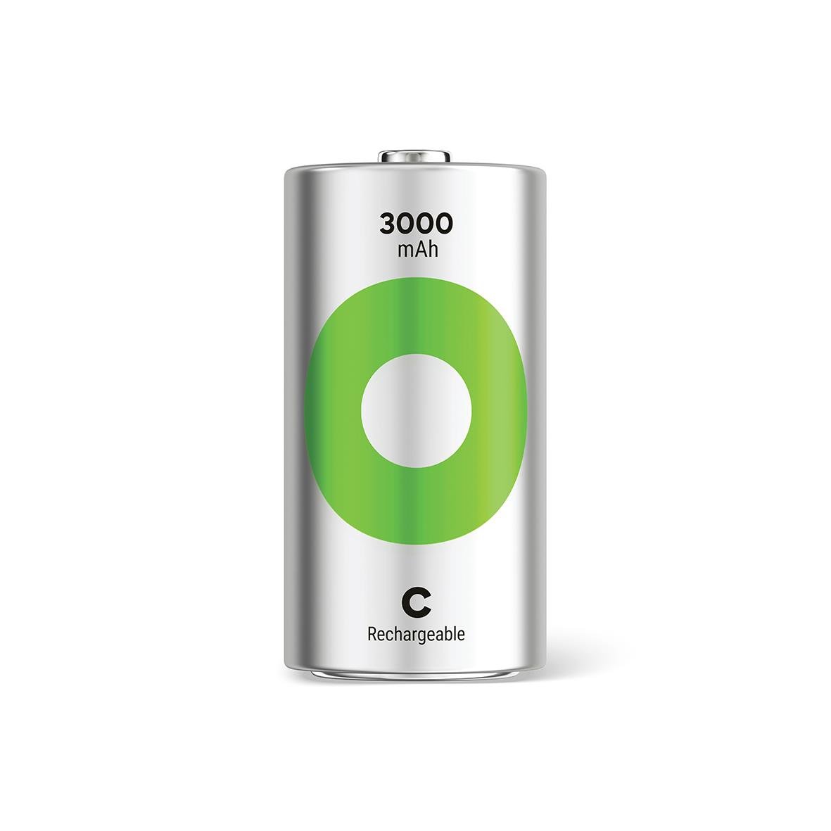 Batteri GP Recyko laddningsbart C 3000mAh med grön cirkel och text