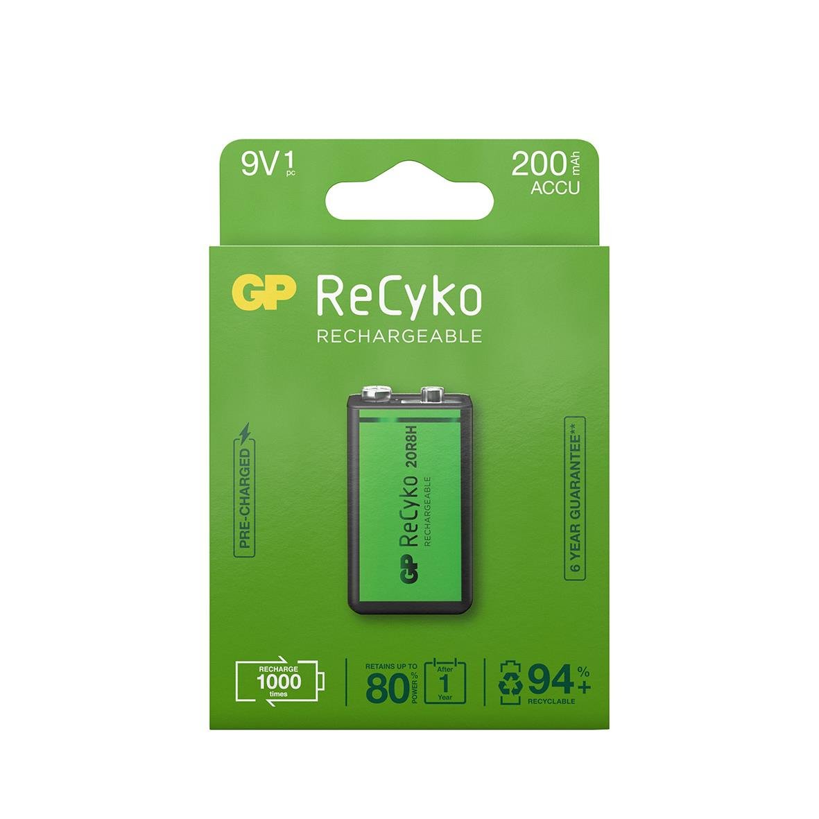 Batteri GP Recyko laddningsbart 9V 200mAh