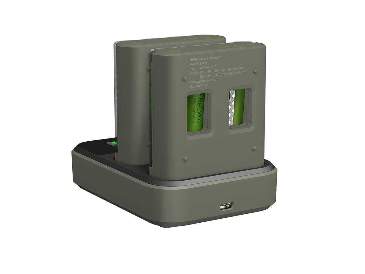 Batteriladdare GP ReCyko med laddningsdocka och 8 AA-batterier