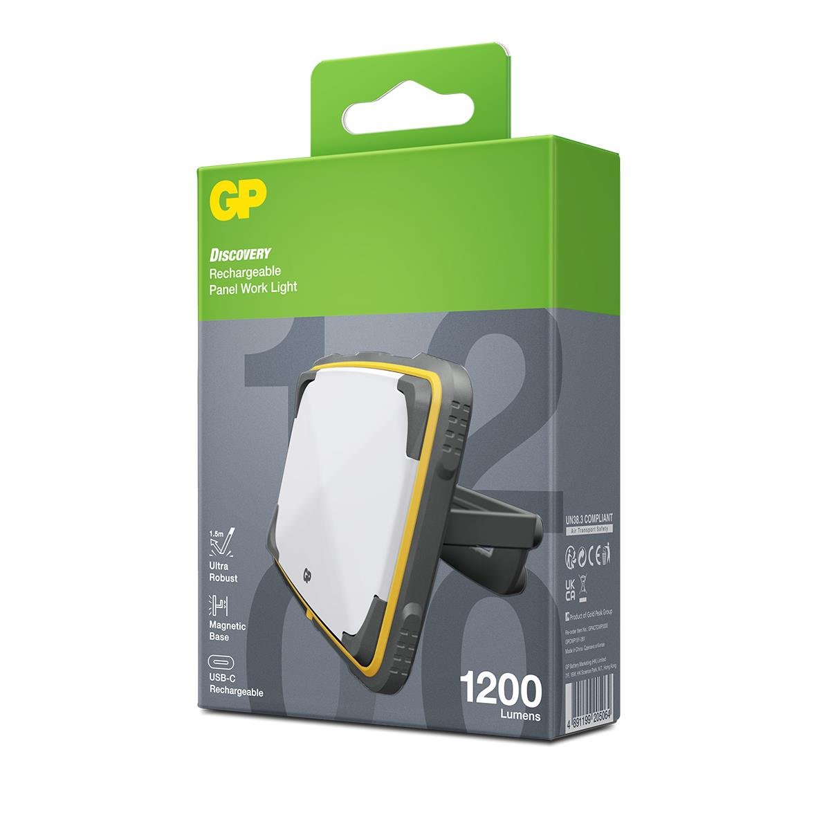 Arbetslampa GP Discovery LED CWP15 1200LM i grönt och vitt för arbetsbelysning
