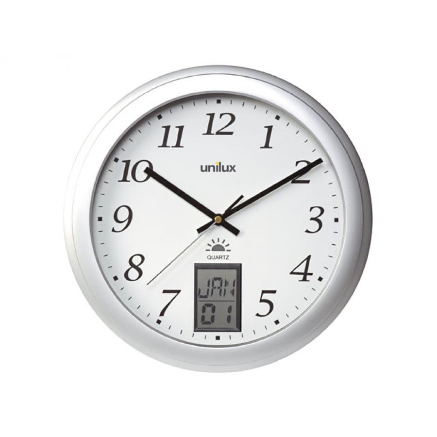 Väggklocka Unilux Instinct med analog visning och digitalt datum