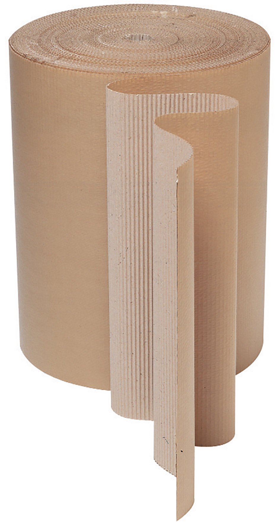 En stor rulle wellpapp med måtten 10cm x 75m, enkel design