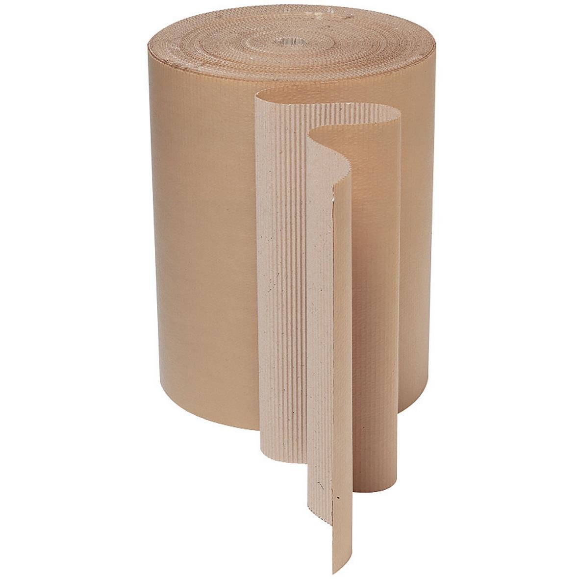 En stor rulle wellpapp med måtten 10cm x 75m, enkel design