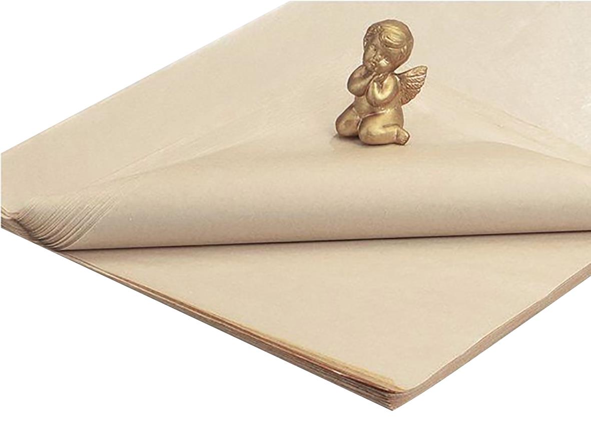 Brun silkessulfit på 50x75cm med en liten guldfigur av en bebis som håller ett blad