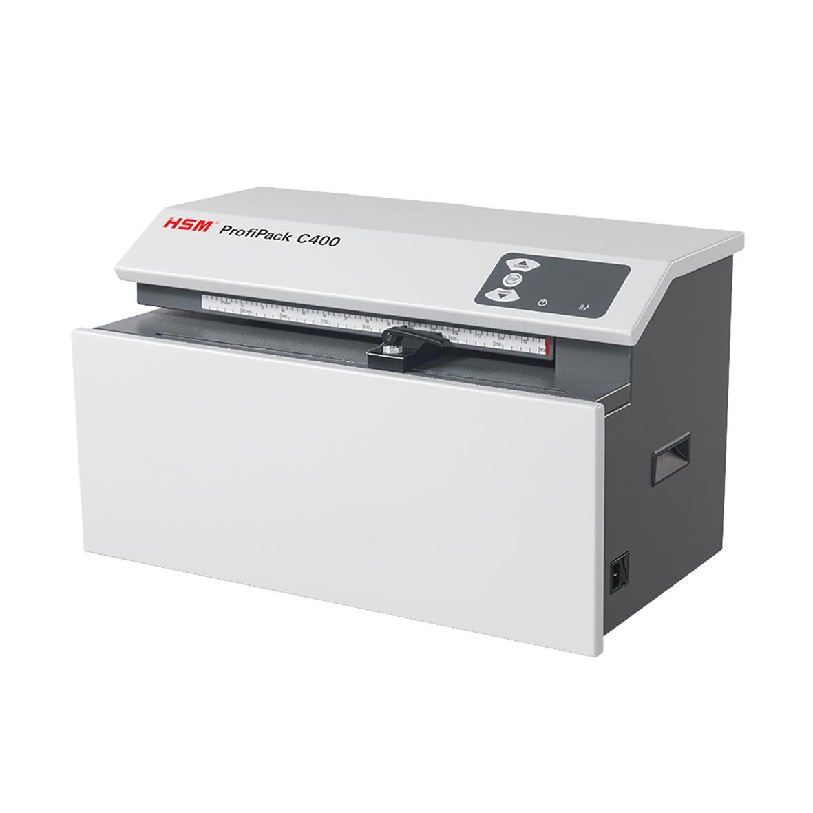 Förpackningsmaskin Profipack C400 i vitt och grått med kontrollpanel